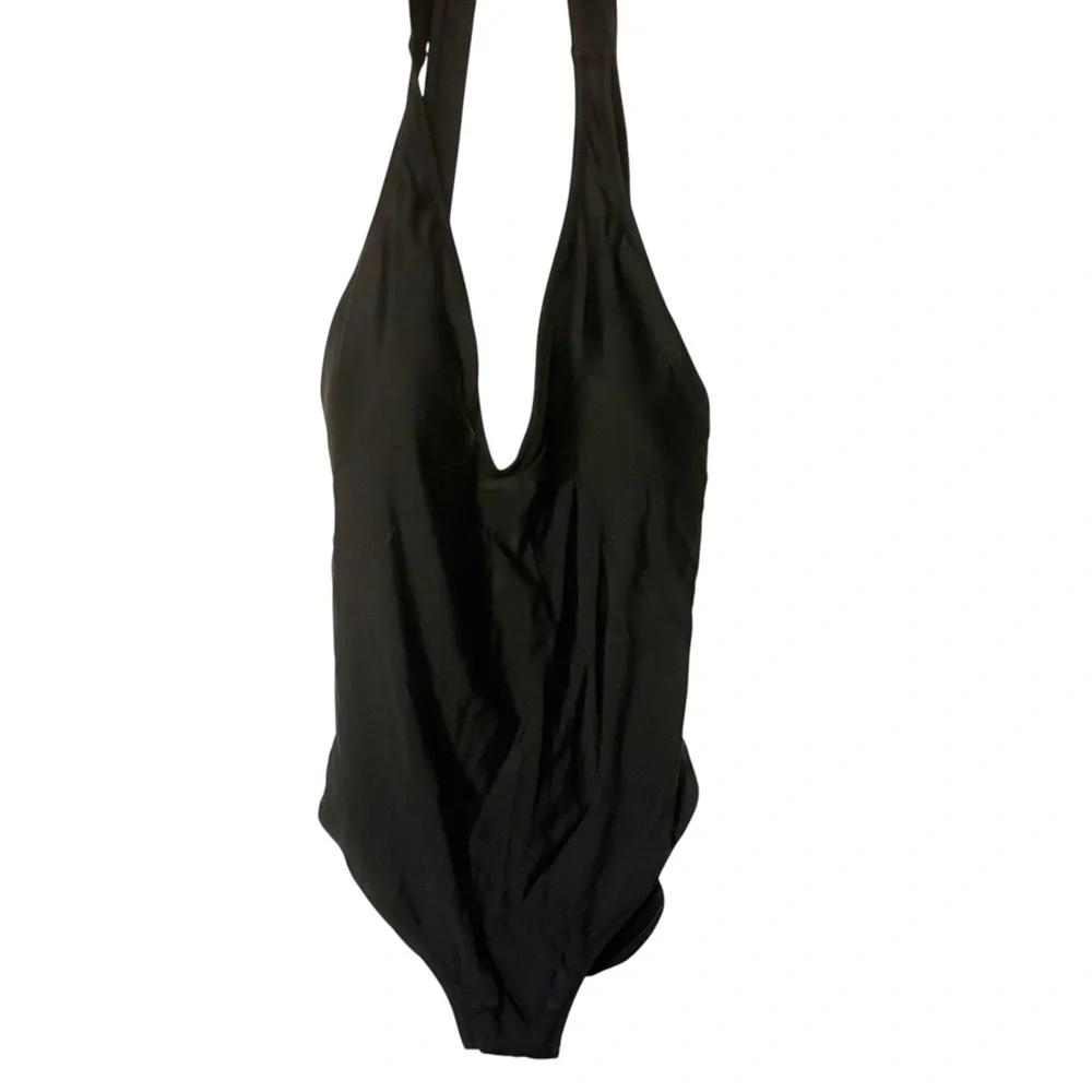 J. Crew Black V-Neck One-Piece with Crisscross Straps